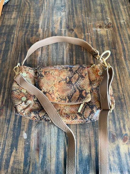 Hammitt Handbags - Hammitt Multi-Tone Snake-Print Crossbody in Tan and Black